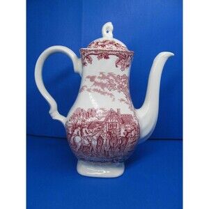 Myotts Country Life Staffordshire Ware Red  English Scenes Coffee Pot  England